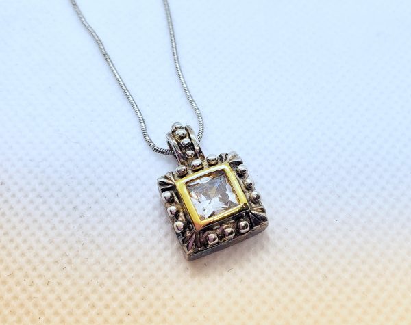 Sterling Silver Clear CZ Stone Necklace