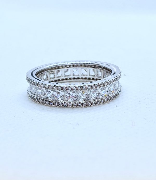 Sterling Silver Eternity Princess Cut Ring