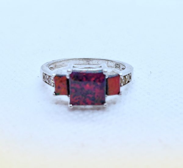 Sterling Silver Square Black Lab Opal