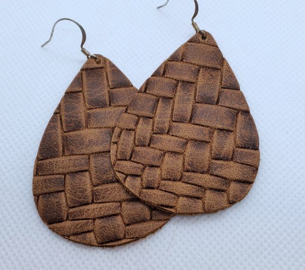 Basket Weave Leather Earrings