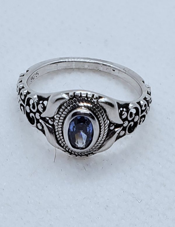 Sterling Silver Austere Oval Cut Tanzanite CZ Ring